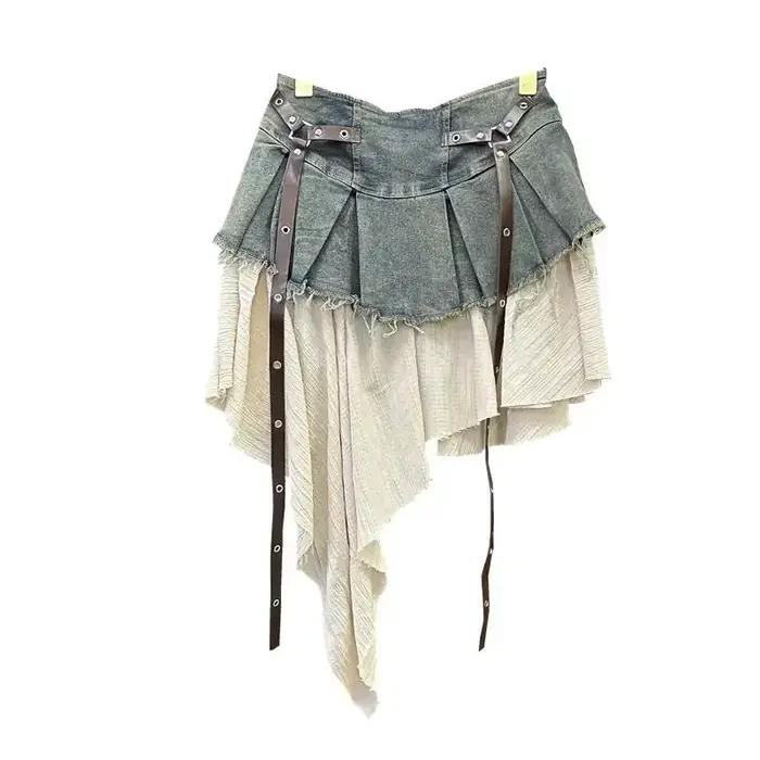 Jupe en jean d'été femmes taille haute a-ligne