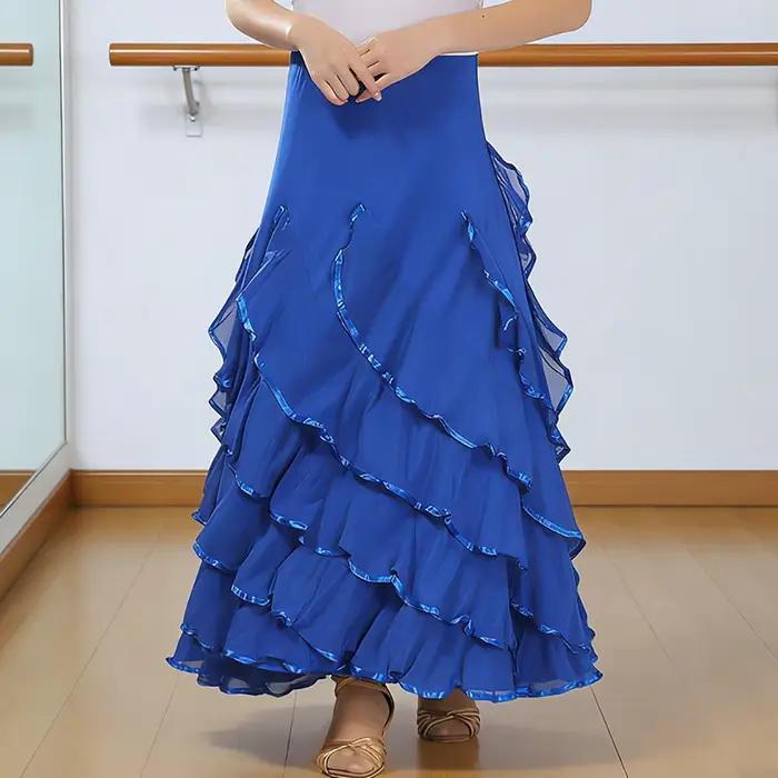 Jupe longue élégante pour femmes, idéale pour la danse latine, la danse de salon et les grandes soirées.