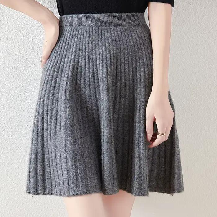 Jupe plissée tricotée 100% laine mérinos pour femmes