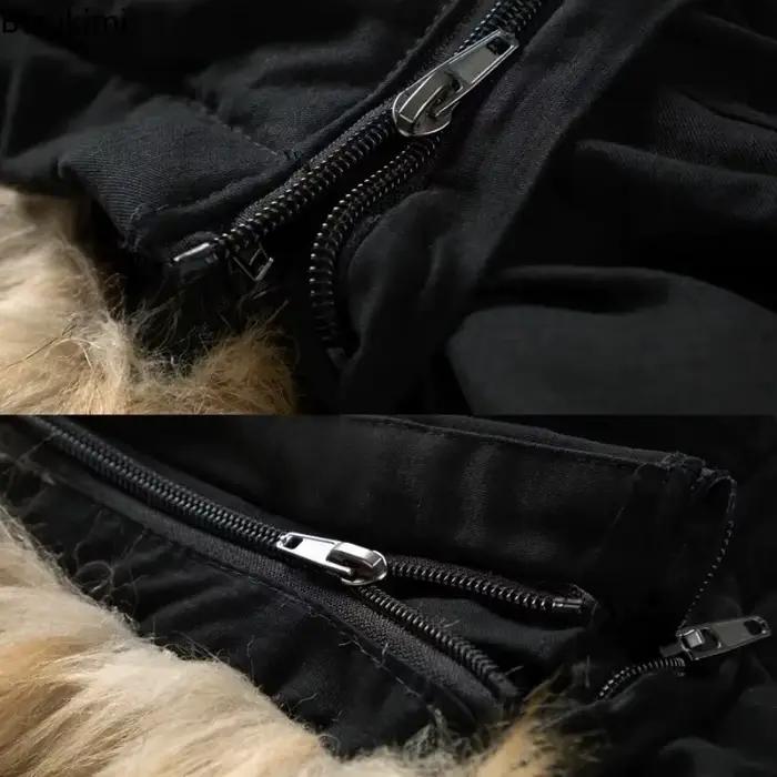 Vestes longues chaudes d'hiver 2026 pour hommes, manteaux en polaire chauds, vestes à capuche avec col en fourrure, vêtements coupe-vent pour hommes, parkas d'hiver pour hommes