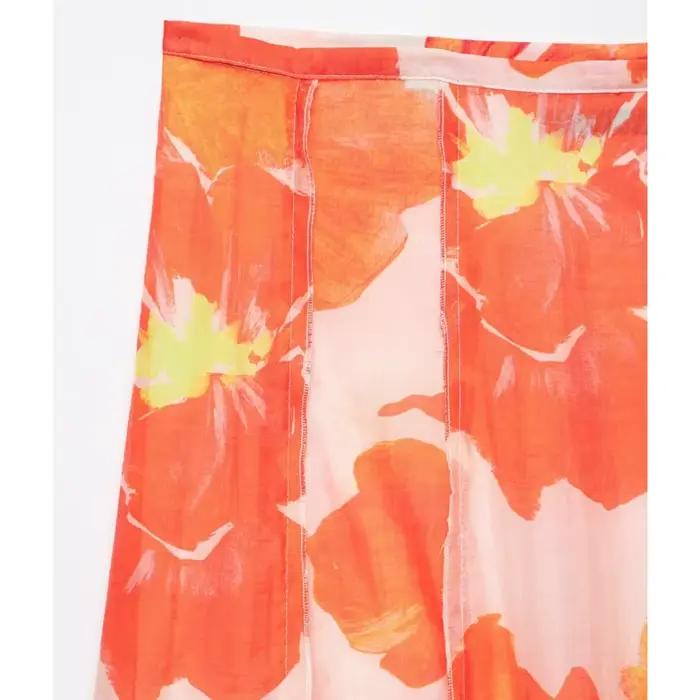 Jupe midi femme imprimé floral taille mi-haute fermeture éclair latérale coupe trapèze mode décontractée pour les vacances