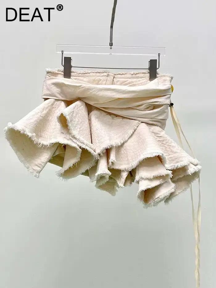 Mini jupe plissée asymétrique pour femme