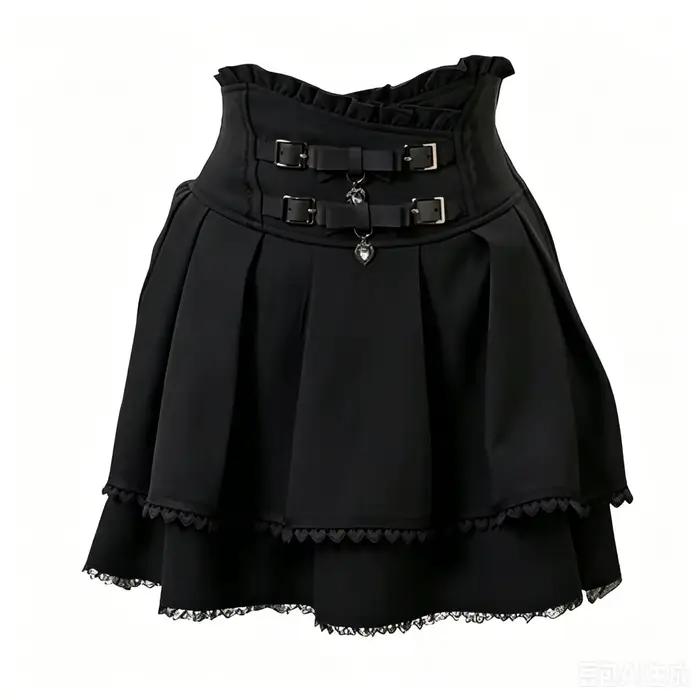 Jupe courte taille haute style Jirai Kei pour femme, style Lolita douce, cosplay de demoiselle d'honneur, gothique, à lacets, tenue Y2K Kawaii