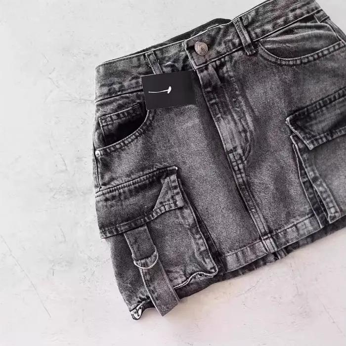 Jupes femmes Sexy jupe courte coupe ajustée décontracté jean régulier élégant épissure Denim taille haute hanche enveloppement une ligne poches été