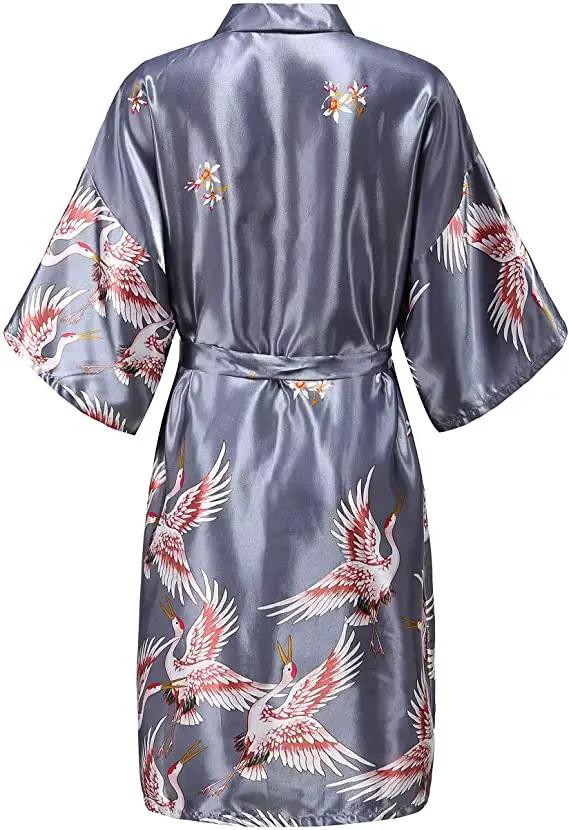 Robe de mariée en Satin de soie pour demoiselle d'honneur, peignoir Floral, Kimono court, Robe de nuit, Robe de bain, à la mode, pour femmes