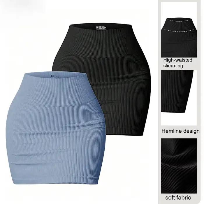 Jupe mini sans couture unie pour femme