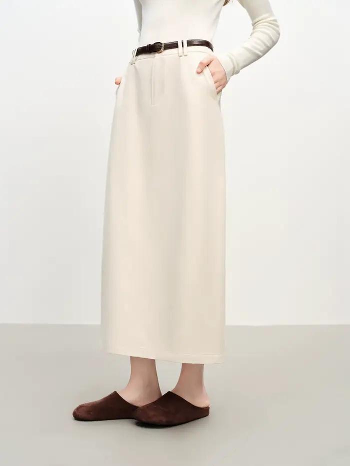FSLE – jupe droite Extra longue en coton pour femmes