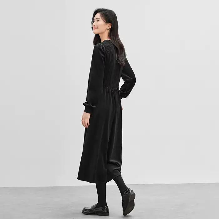 SENTUBILA Robes à manches longues pour femmes en velours côtelé