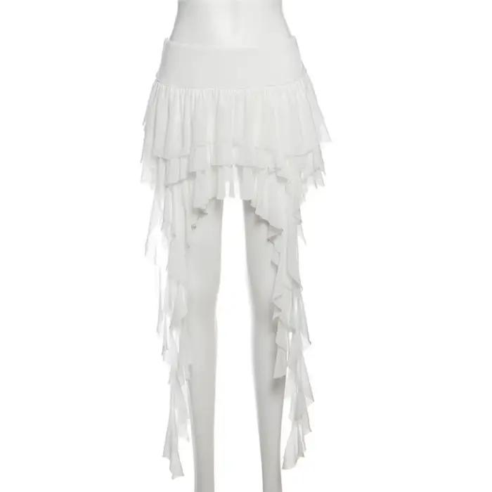 Jupe-short asymétrique superposée taille haute pour femme
