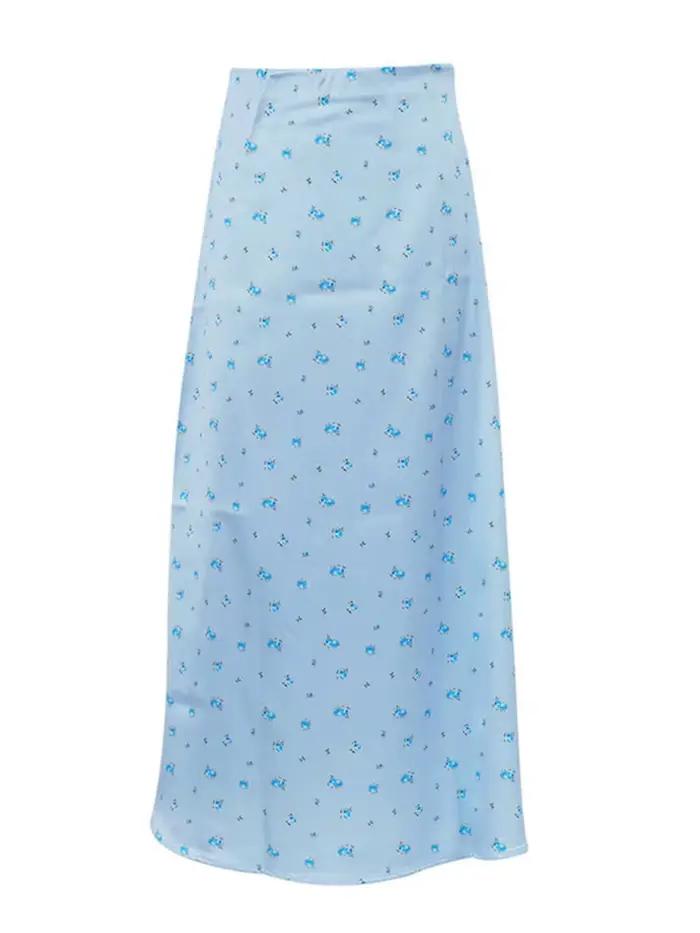 Jupe longue imprimée pour femmes, taille haute, contraste, Patchwork, Slim, élégant, look de fête, Maxi, Y2k, été