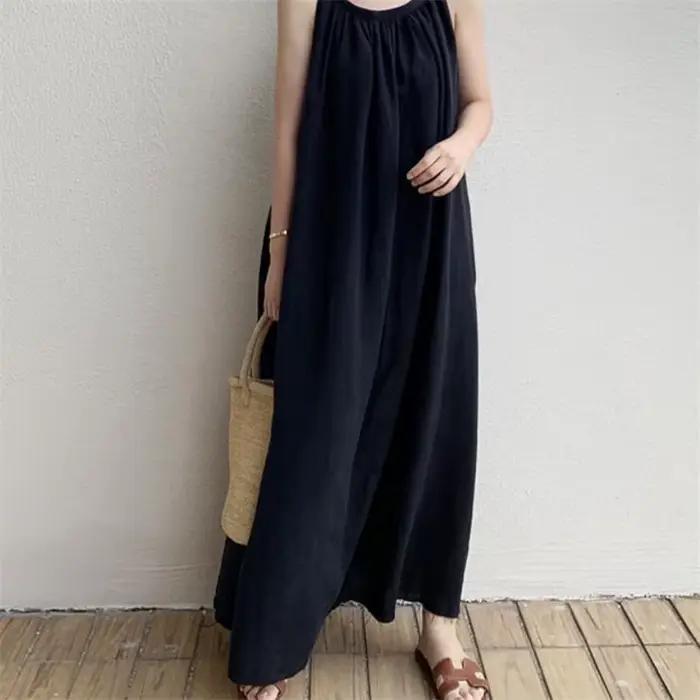 Robe Longue en Coton et Lin Précieux pour Femme