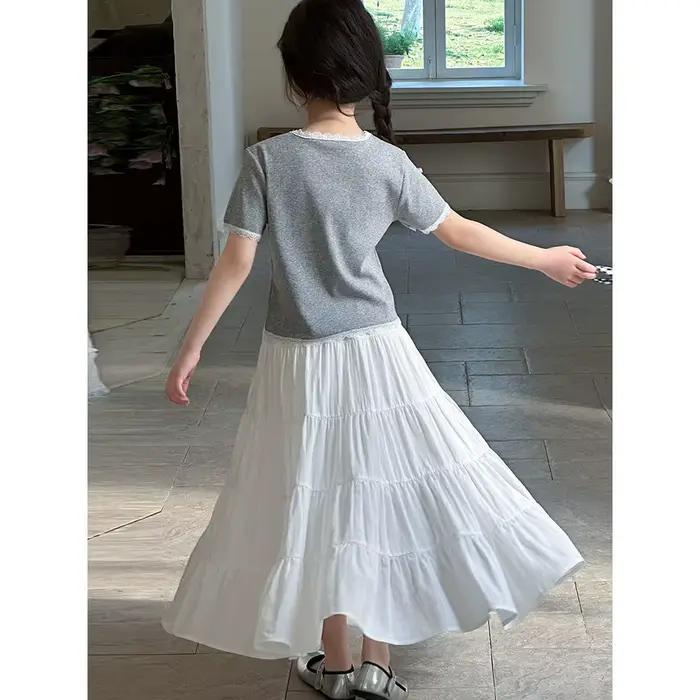 Ensemble haut à manches courtes et jupe pour filles