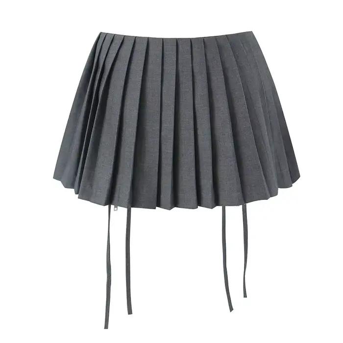EllYANEllTIAN-Mini Jupe Trapèze Plissée pour Femme