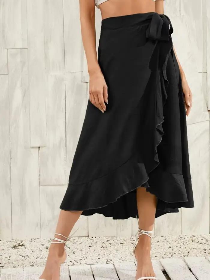 Longue jupe en mousseline de soie rose pour femmes