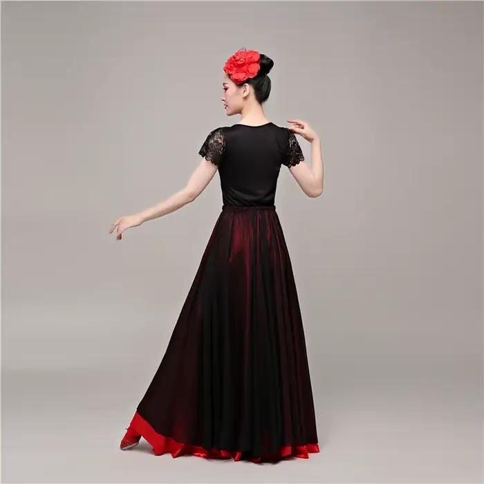 Jupes de danse flamenco pour femmes adultes, latine, tauromachie, espagnole, pratique de la danse, vêtements de performance, danse d'ouverture de scène