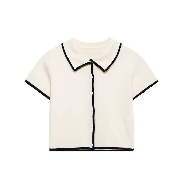 Ensemble jupe courte unie à col rond et coupe ample pour femme style décontracté printemps polyester polyvalent occasions spéciales