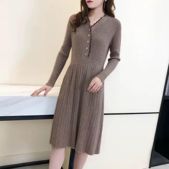 Couvrir la femme robe tricotée rouge Midi liquidation vente confortable Y2k décontracté tendance rétro robes au Crochet pour les femmes longueur au genou