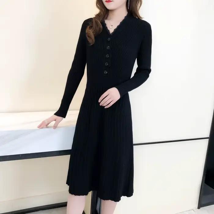 Couvrir la femme robe tricotée rouge Midi liquidation vente confortable Y2k décontracté tendance rétro robes au Crochet pour les femmes longueur au genou