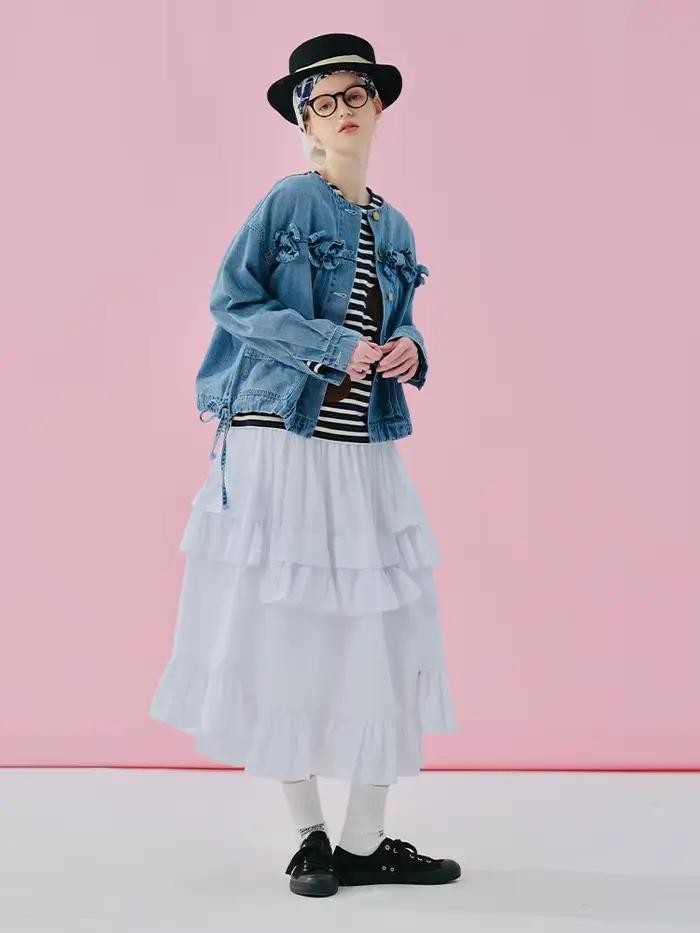 Imakokoni taille haute a-ligne demi-longueur jupe 2025 printemps japonais conception originale