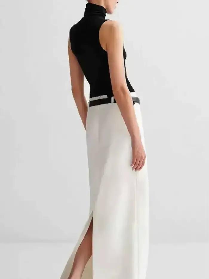Nouvelle Collection 2026 : Jupes Droites Élégantes Noires et Blanches pour Femme – Taille Haute Longues pour l'Été RMF8