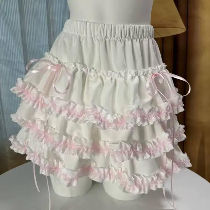 Lolita Style princesse Vintage gâteau jupe douce Kawaii femmes mignon dentelle volants fête Mini jupes Harajuku Y2k Faldas Mujer