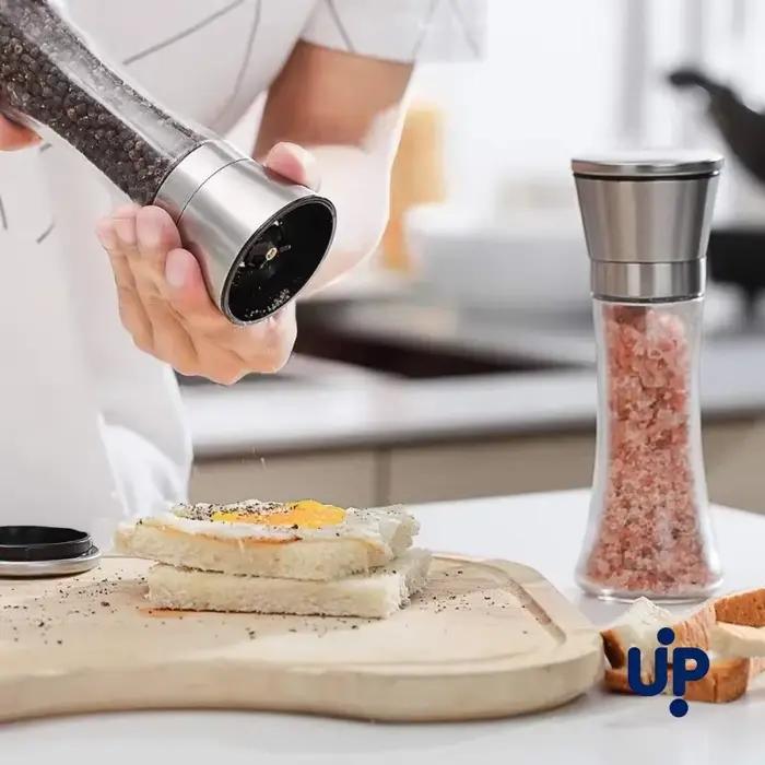 Moulin à poivre 180/200 ml en acier inoxydable avec bouteille en verre, moulin à épices manuel, moulin à poivre pour la cuisine domestique, gadgets de cuisine