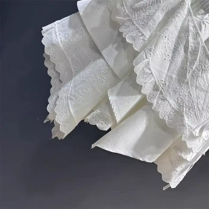 Été 2025 blanc asymétrique dentelle jupe femmes décontracté doux taille haute a-ligne Mini