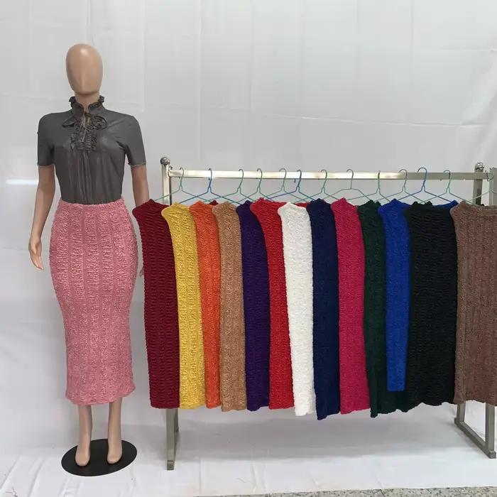 Jupe Crayon Longue en Maille Polyester Élasthanne Taille Unique Style Musulman Occasions Spéciales Polyvalente Couleurs Pastel Comfortable Fit for Everyday Use