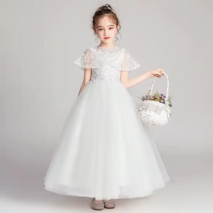 Robes longues de demoiselle d'honneur blanches élégantes pour filles