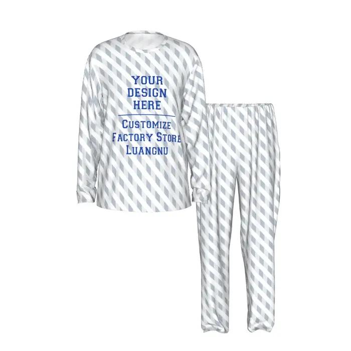Ensemble de pyjama long personnalisé, vêtements de nuit pour hommes, images et textes personnalisés, cadeaux pour couples, épouses, amis, animaux de compagnie, famille