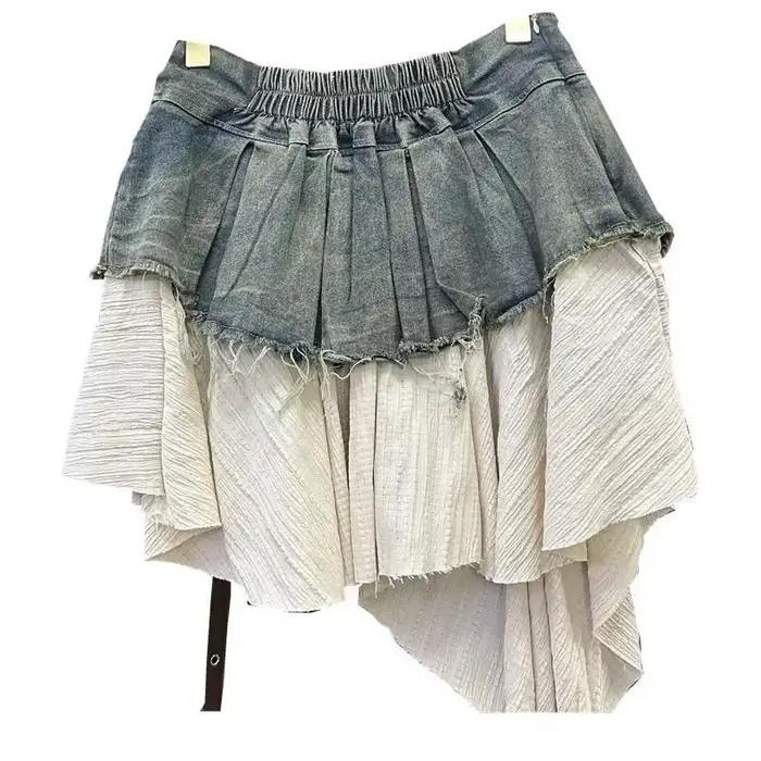 Jupe en jean d'été femmes taille haute a-ligne