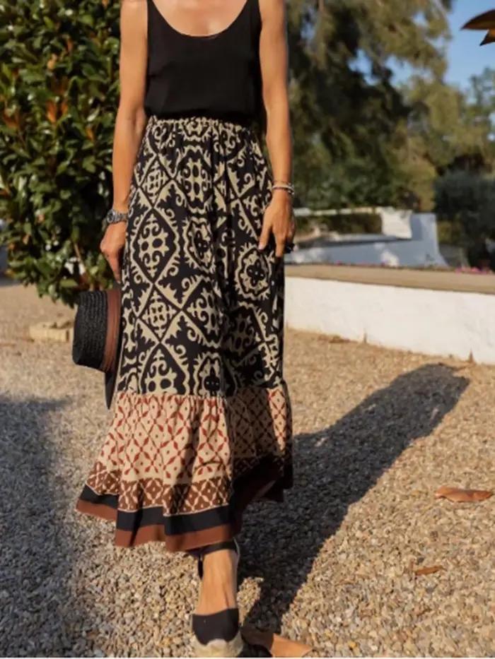 Robe bohème imprimée style rétro pour femmes, robe de vacances de printemps