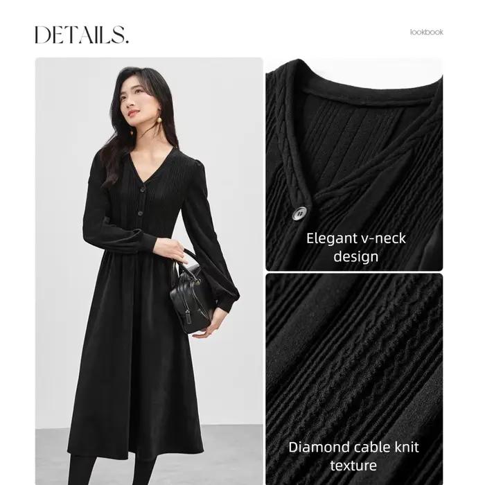 SENTUBILA Robes à manches longues pour femmes en velours côtelé