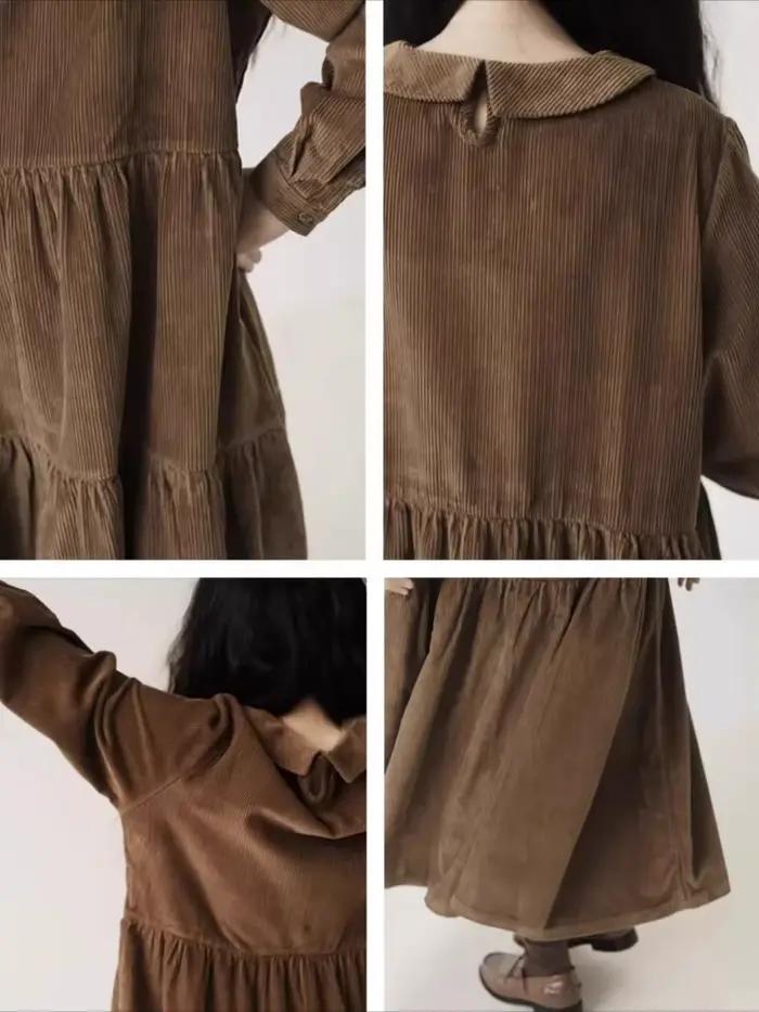 Automne hiver robe en velours côtelé femmes robes décontractées mode femme
