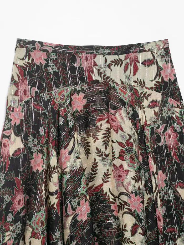 Nouvelle jupe mi-longue asymétrique à imprimé floral sexy pour femme