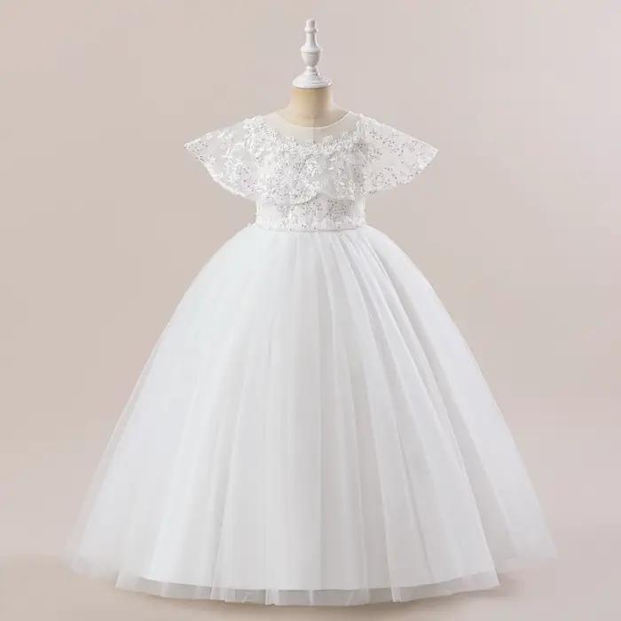 Robes longues de demoiselle d'honneur blanches élégantes pour filles