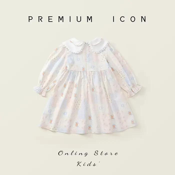Robe à col pour filles, nouveau Style, vent doux, manches longues, robe de princesse imprimée pour bébés filles, printemps 2025