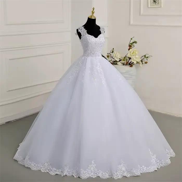 Robe de mariée classique en dentelle, tenue de luxe, grande taille, 2023