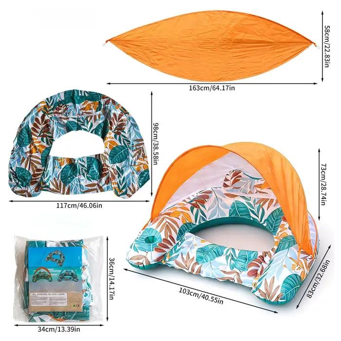 Chaise flottante pour piscine avec porte-gobelet / Chaise longue en forme de U avec parasol / Chaise flottante de loisirs pour piscine, radeau gonflable pour l'eau