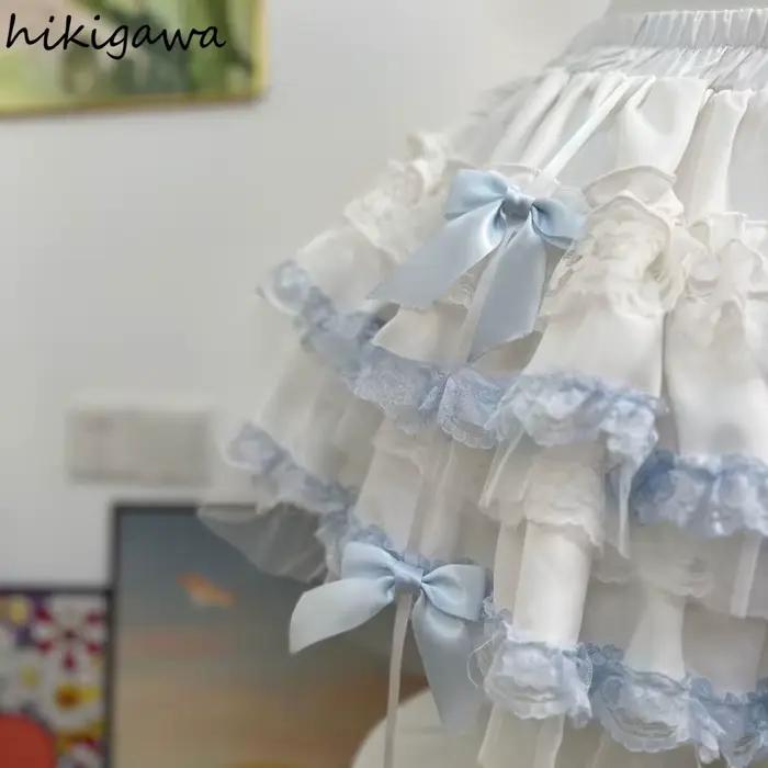 2025 Faldas Mujer De Moda jupes pour femmes Patchwork dentelle douce Jupe mode a-ligne japonaise Saia Lolita Style