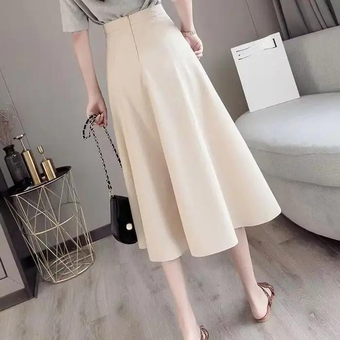 Vêtements une ligne vert femmes jupe bureau Midi jupes formelles