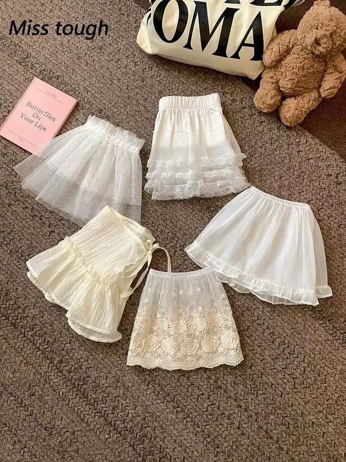 Demi-jupe en dentelle de Style coréen pour femmes