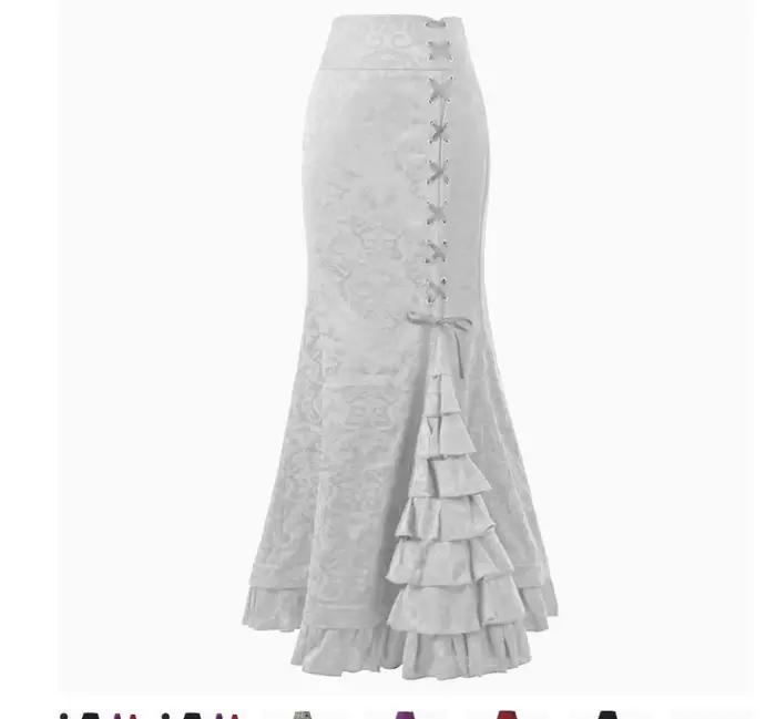Jupe longue vintage rétro en polyester avec coupe sirène et imprimé floral pour femmes, ajustée à la taille empire, disponible en plusieurs couleurs et tailles pour toutes occasions spéciales