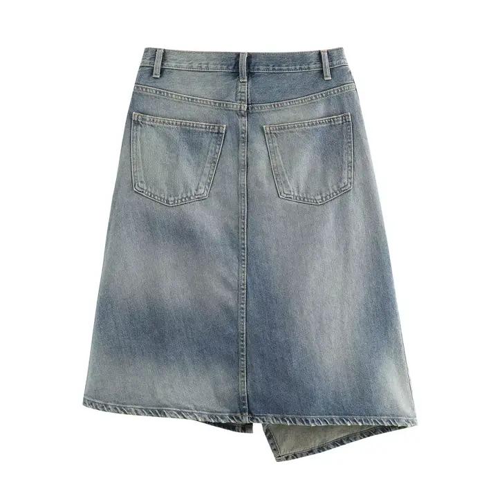 Jupe courte en jean asymétrique taille haute amincissante, nouvelle collection été, mode féminine, tissu polyester, jupe décontractée polyvalente