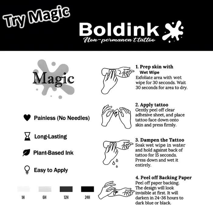 Tatouage temporaire épiné Lov Boldink, dure jusqu'à 15 jours, nouvelle technologie, autocollant semi-permanent magique étanche.