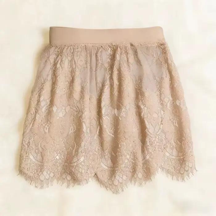 Mini-jupe sexy transparente en dentelle et résille