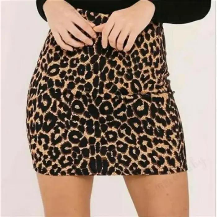 Mini jupe taille haute imprimée léopard pour femme