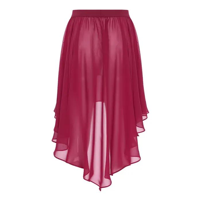 Jupe de danse lyrique moderne extensible en polyester pour femmes, jupe irrégulière à ourlet haut-bas, jupe de couverture, tenue de danse, vêtements de plage et occasions spéciales