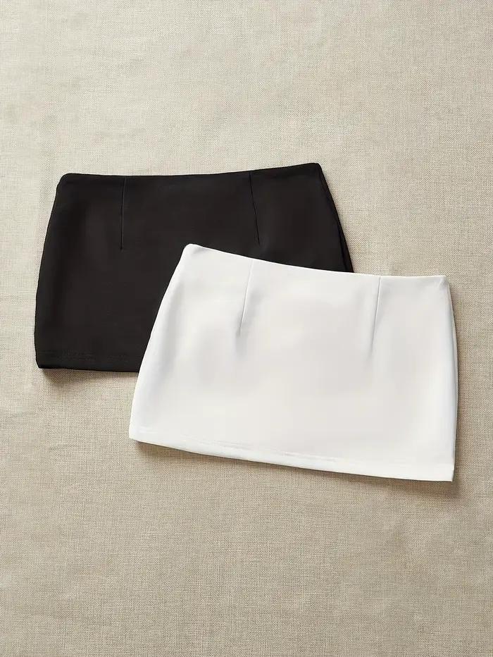 Ensemble jupe mini deux pièces élégant pour femmes, simple, tendance, décontracté, couleur unie.