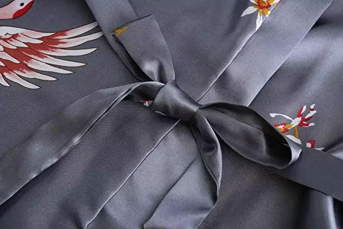 Robe de mariée en Satin de soie pour demoiselle d'honneur, peignoir Floral, Kimono court, Robe de nuit, Robe de bain, à la mode, pour femmes